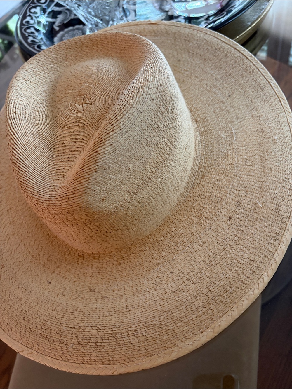 Handwoven Wide-Brim Straw Sun Hat - Natural Tan Haus of Trade Size Large - Picture 2 of 13